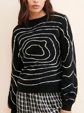 Anthropologie Find Me Now Traverse Wave Knit Sweater - Medium/Large